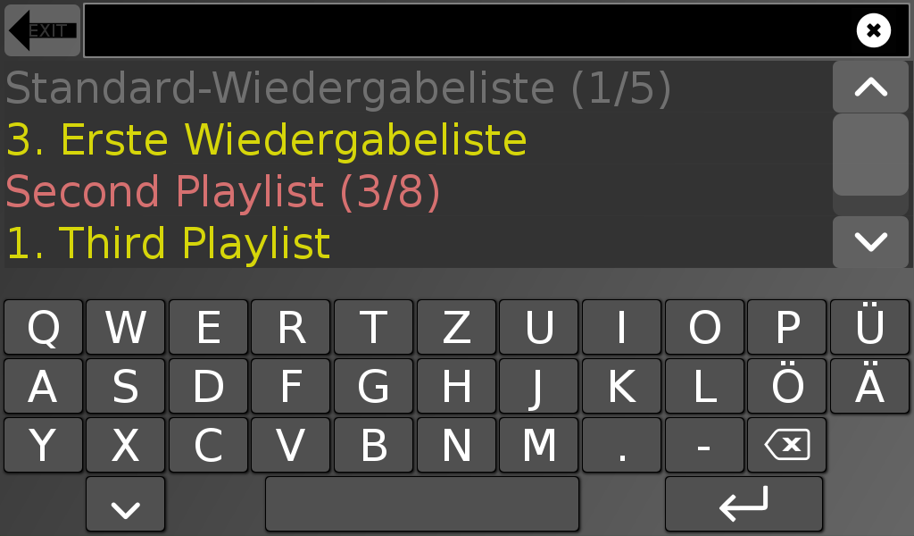 List of playlists with selected tracks